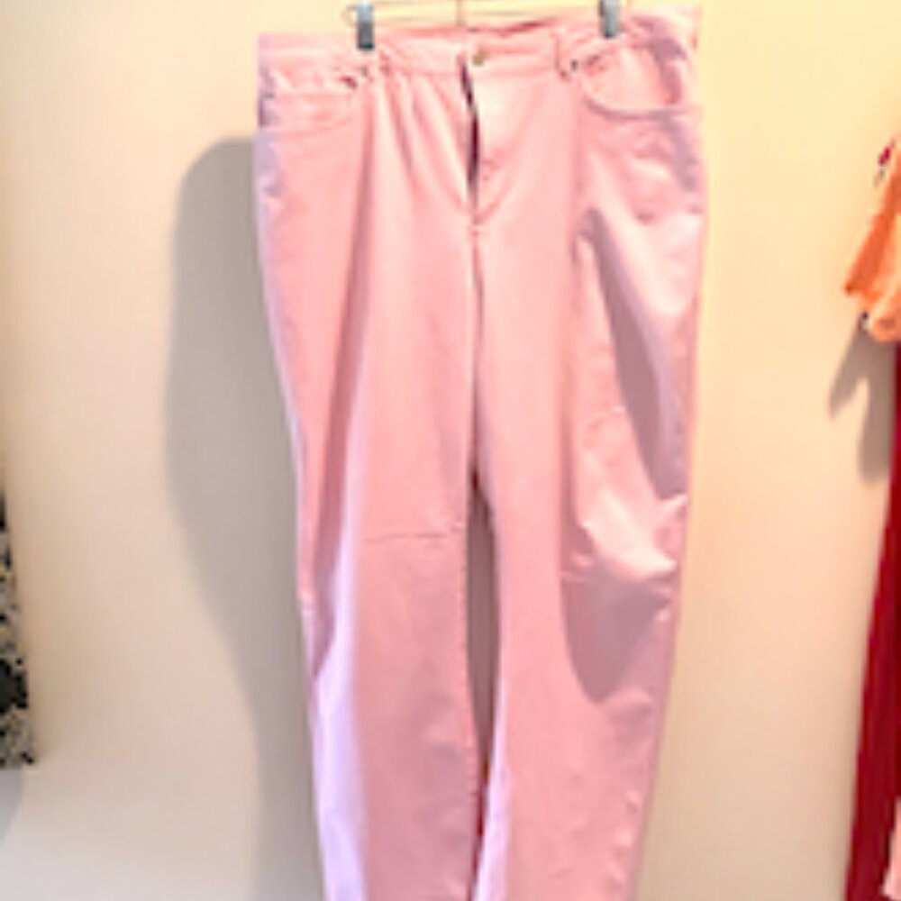Real Clothes - 5 pocket pink  lightweight cotton blend jeans, size 16